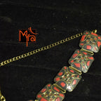 Square Pattern Tibetan Stone Choker : Red