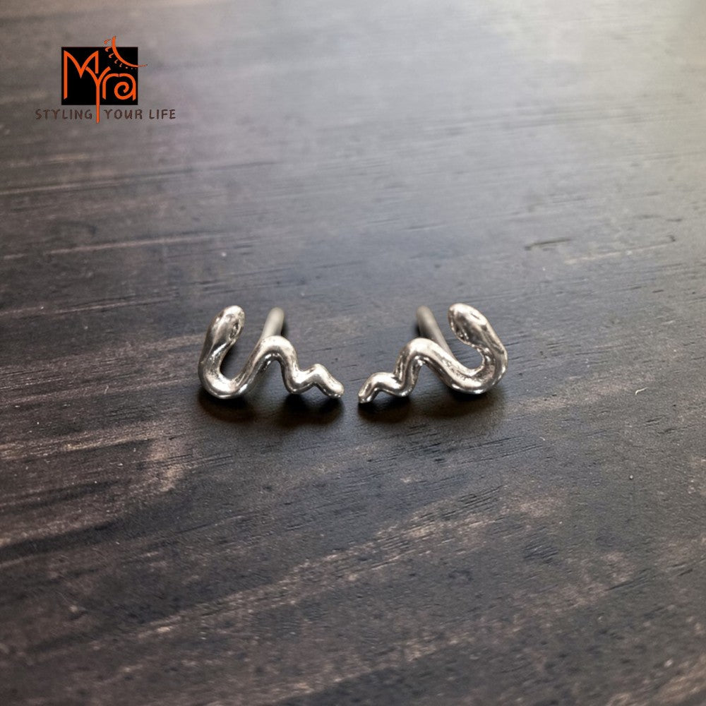 Silver Serpent Stud Earrings