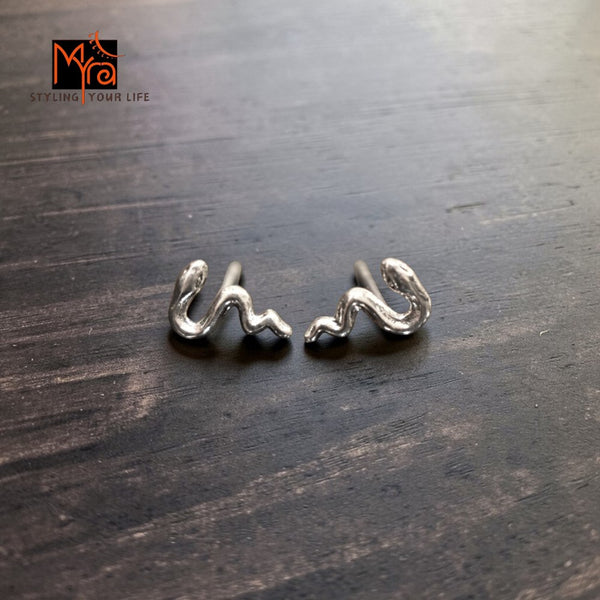 Silver Serpent Stud Earrings