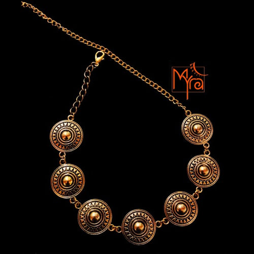 Abstract Sun Pattern Metal Choker : Golden