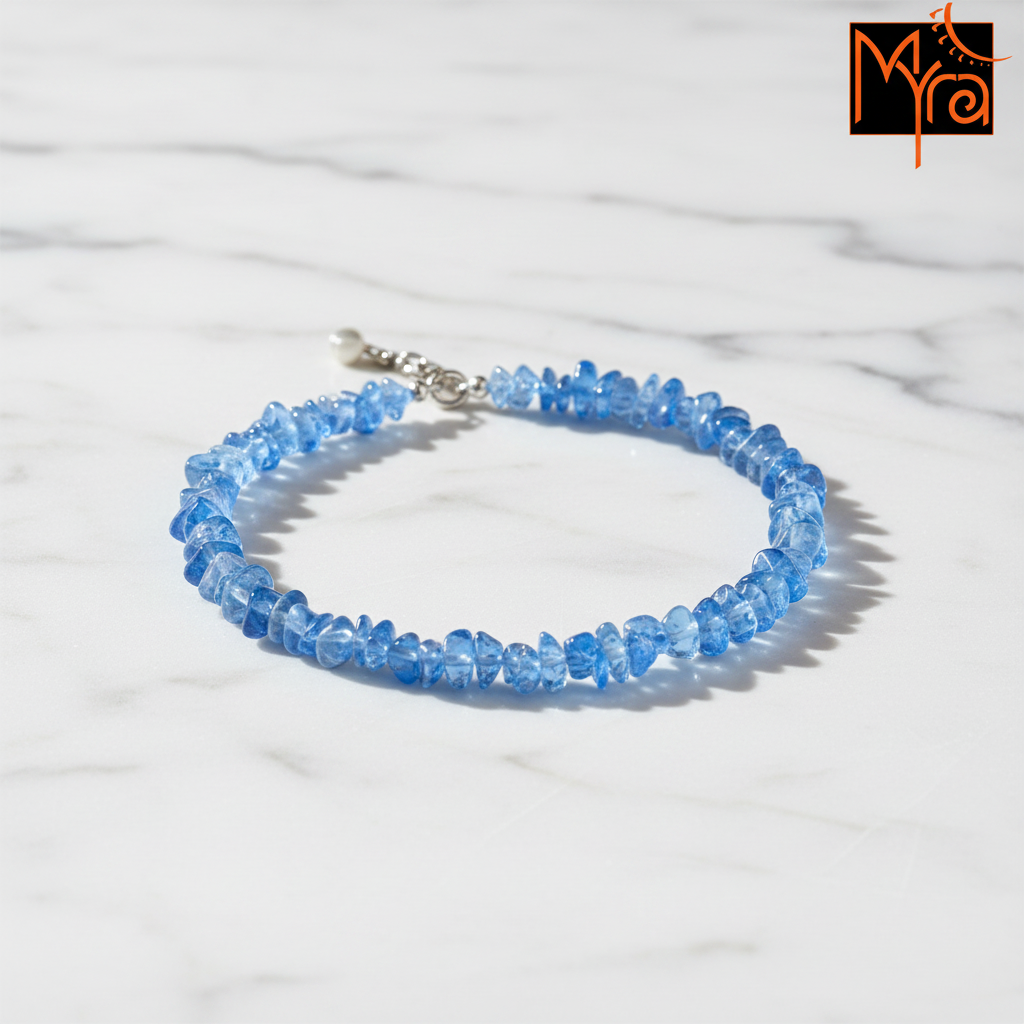 Uncut Stone Bracelet : Glass Blue