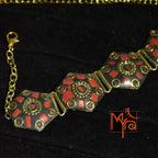 Hexagon Pattern Tibetan Stone Choker : Red