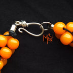 Bunch of Beads & Woven Necklace : Orangeish Yellow