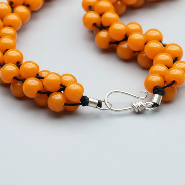 Handmade Woven Beaded Statement Necklace (Mustard Yellow)