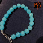 Onyx Stone Bracelet with Heart Charm : Sky Blue