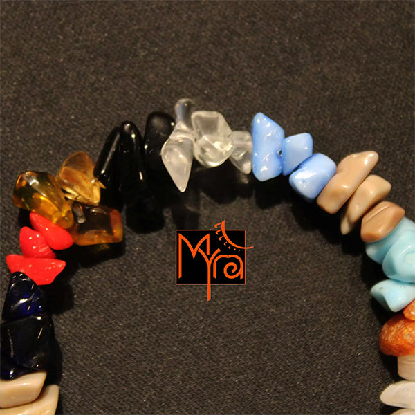 Triple Stone Multi Uncut Stone Bracelet