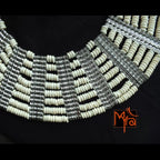Eight Layer Wooden Beaded Statement Necklace : Off White