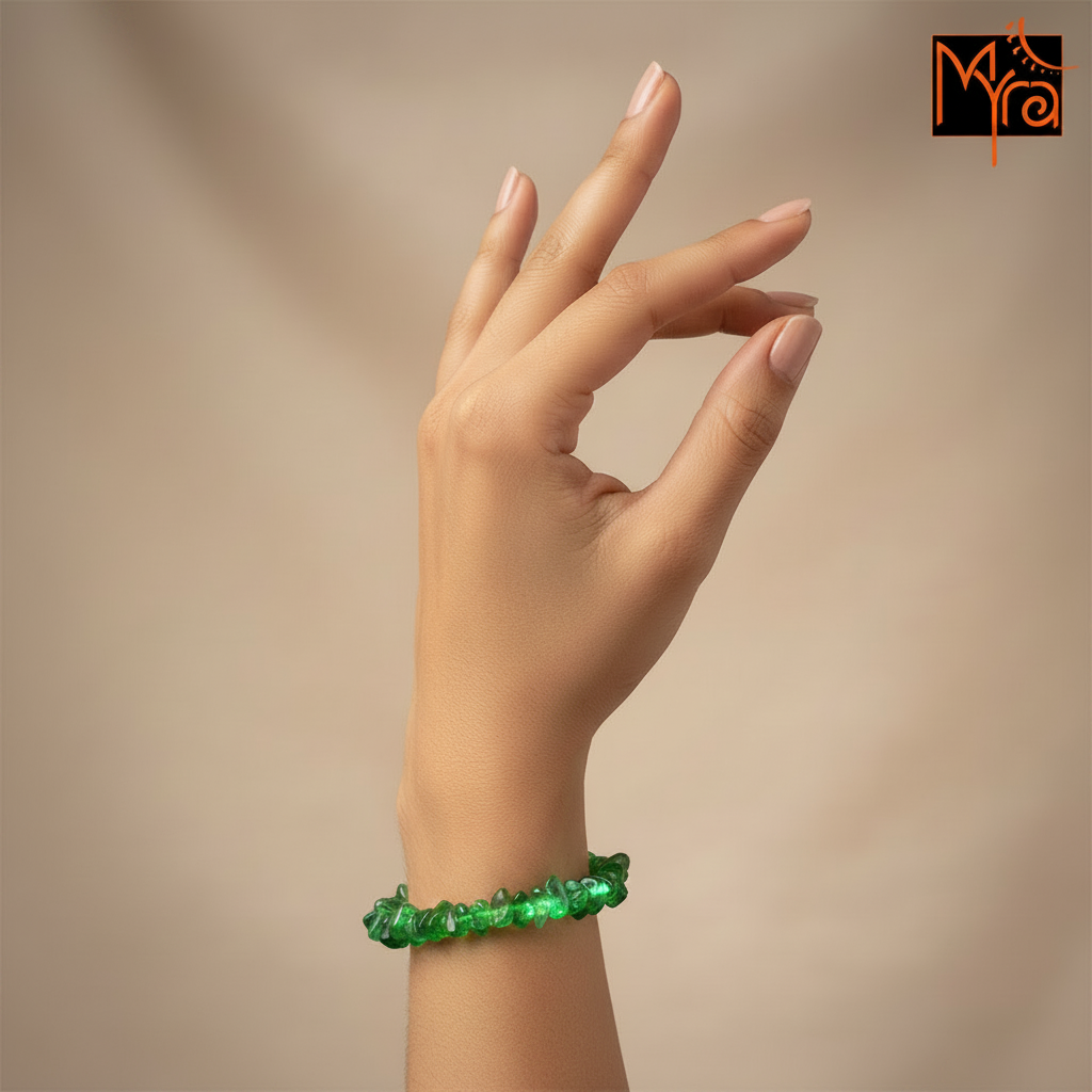 Uncut Stone Bracelet : Lime Green