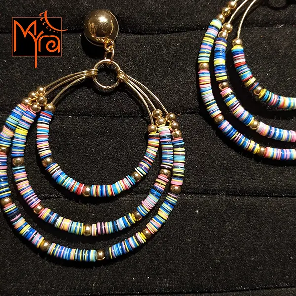 Triple Hoops with Multicolor Beads