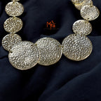 Golden Coin-Patterned Beaten Necklace & Earrings