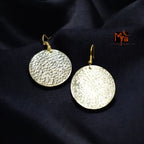 Golden Coin-Patterned Beaten Necklace & Earrings