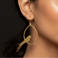 Pankh - Bird on Teardrop Ring Brass Earrings
