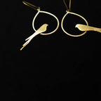 Pankh - Bird on Teardrop Ring Brass Earrings