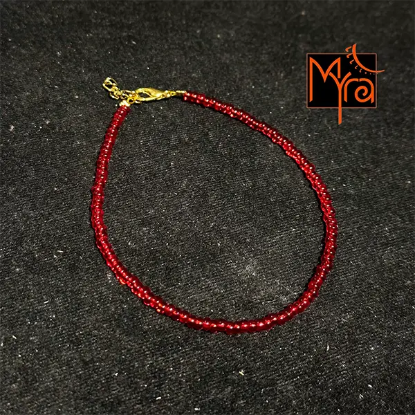 Plain Beaded Anklet : Maroon