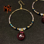 Hoops with Magenta Teardrop Crystal