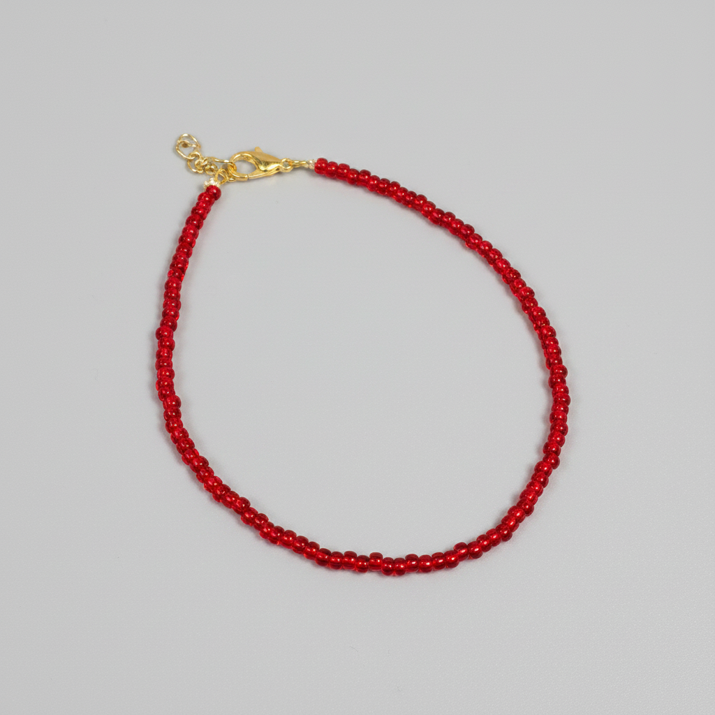 Plain Beaded Anklet : Maroon