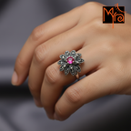 Ruby and Marcasite Stone Ring