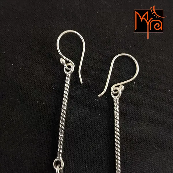 Long Knotted Silver Danglers