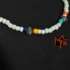 Glass Beaded Anklet with Rose Charms : White, Multicolored