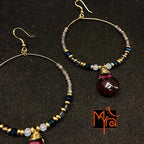 Hoops with Magenta Teardrop Crystal