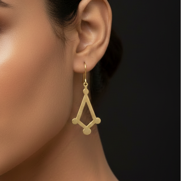 Heera - Four-Sided Diamond Brass Earrings
