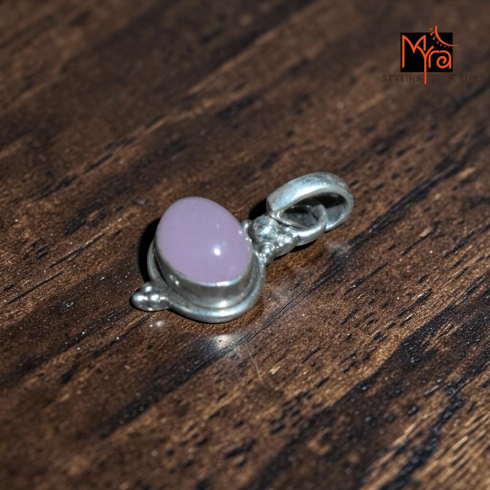 Buy rose quartz pure silver pendant online India MYRA