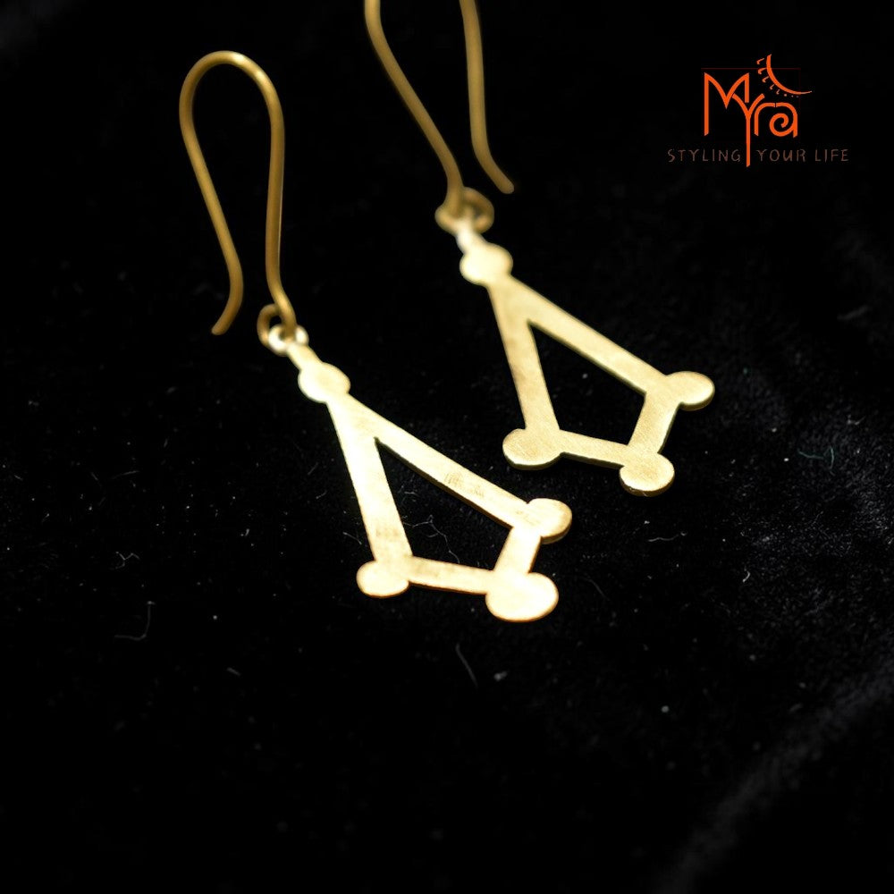 Heera - Four-Sided Diamond Brass Earrings