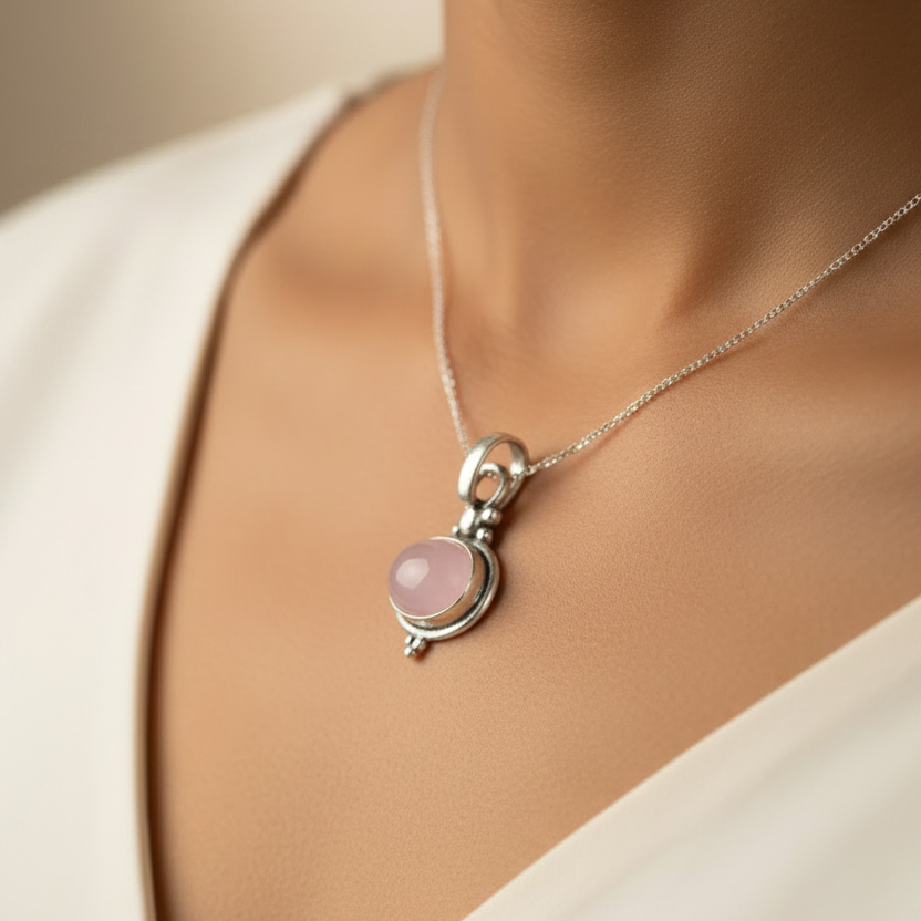Rose Quartz - Blush Bloom Pendant