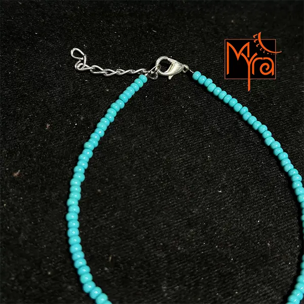 Plain Beaded Anklet : Turquoise
