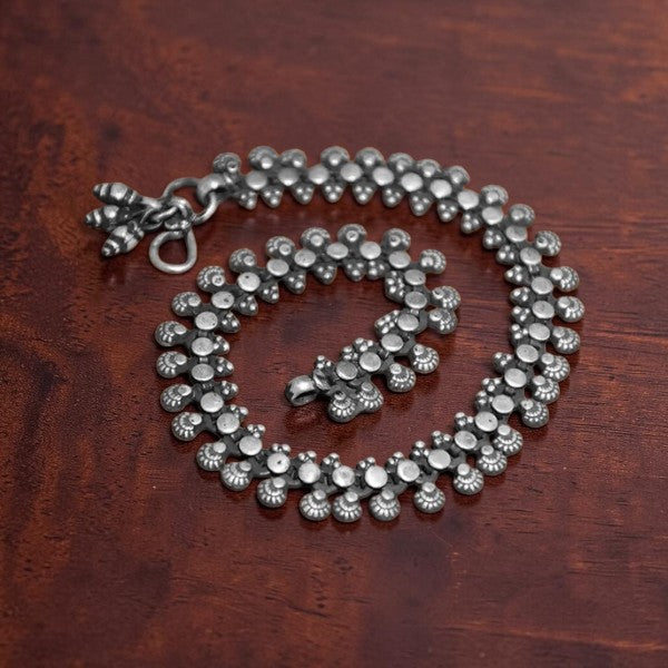 Traditional Unpolished Silver Anklet