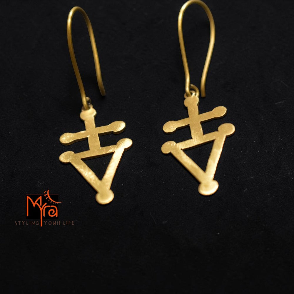 Naksha - Triangle Patterned Brass Earrings