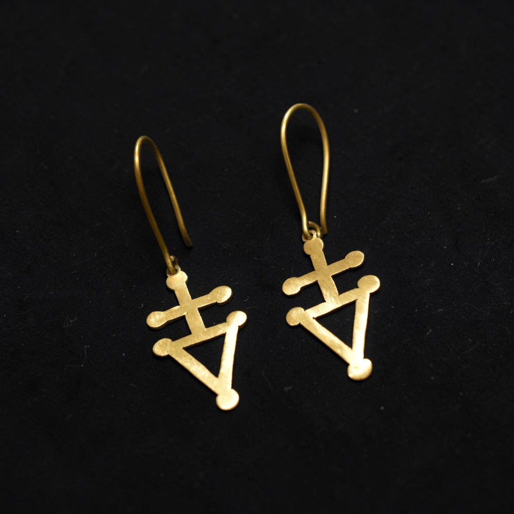 Naksha - Triangle Patterned Brass Earrings