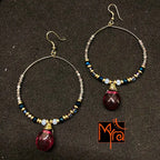 Hoops with Magenta Teardrop Crystal