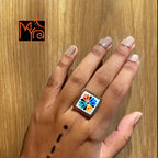 White Handpainted Rangoli Ring