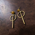 Bindu - Round and Line Brass Ear Studs