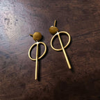 Bindu - Round and Line Brass Ear Studs