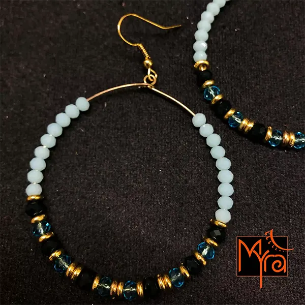 Round Hoops with Cyan Crystals