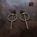 Bindu - Round and Line Brass Ear Studs
