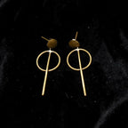 Bindu - Round and Line Brass Ear Studs