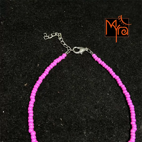Plain Beaded Anklet : Shiny Pink