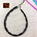 Pipe Beaded Anklet : Black