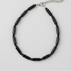 Pipe Beaded Anklet : Black
