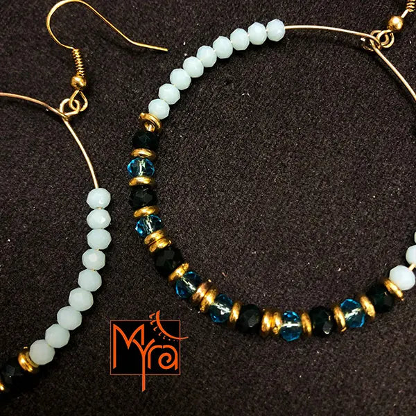 Round Hoops with Cyan Crystals