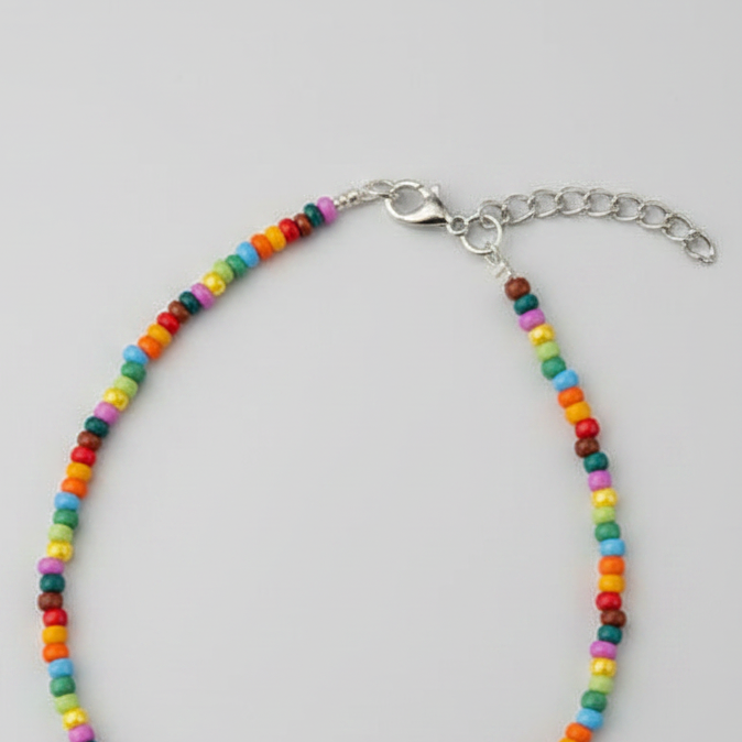 Plain Multicolor Beaded Anklet