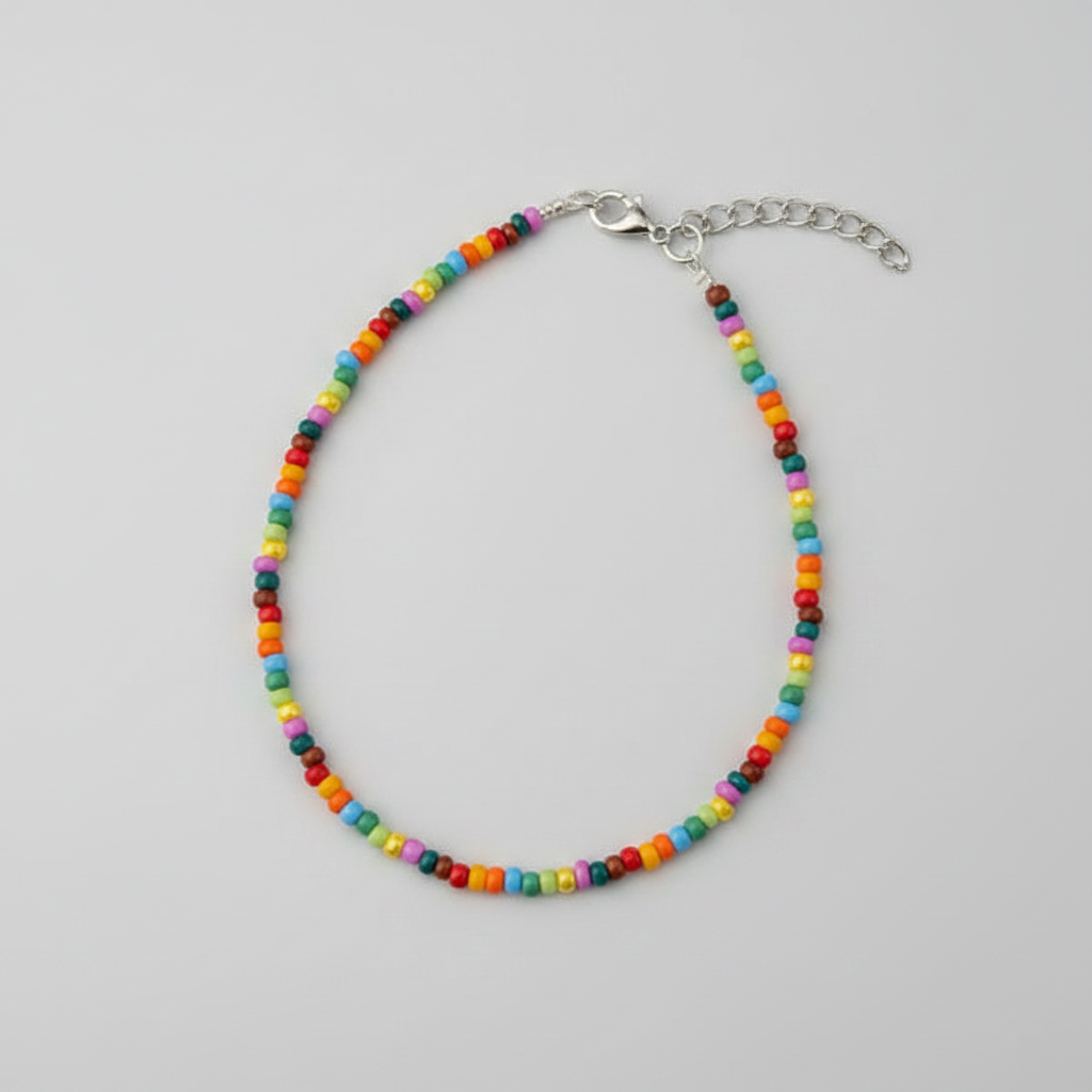 Plain Multicolor Beaded Anklet
