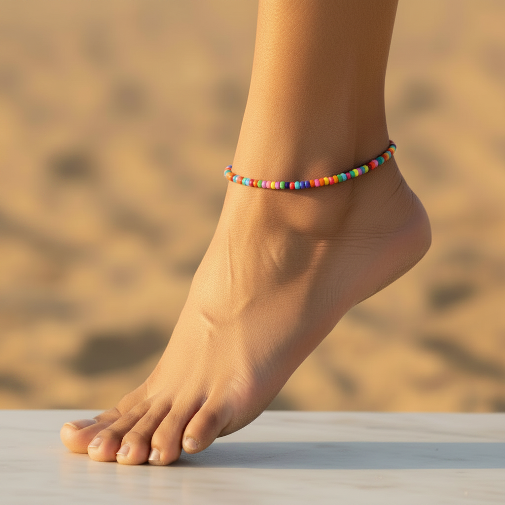 Plain Multicolor Beaded Anklet