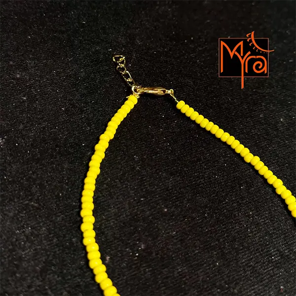 Plain Beaded Anklet : Lime Yellow