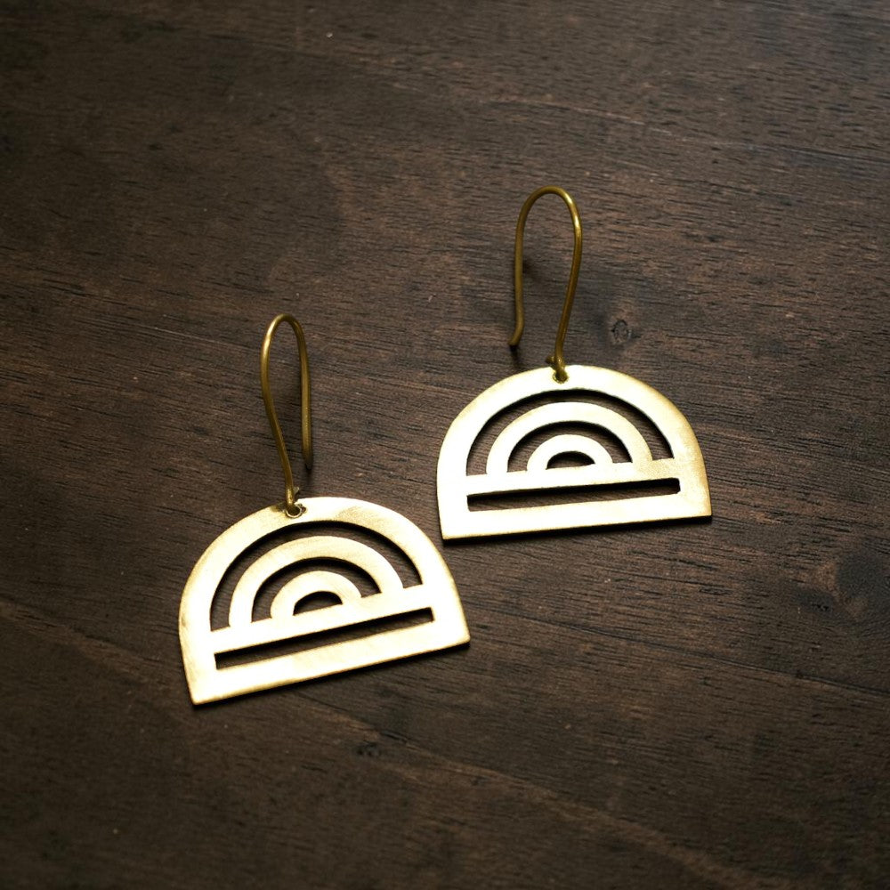 Rang - Rainbow Cut-Out Brass Earrings