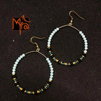 Round Hoops with Cyan Crystals