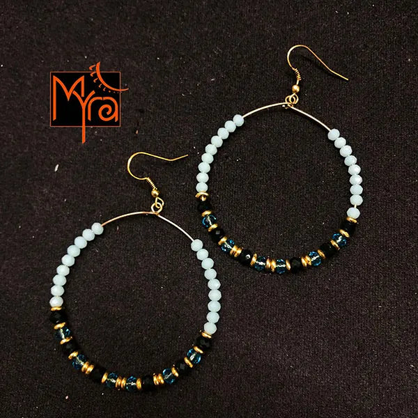 Round Hoops with Cyan Crystals